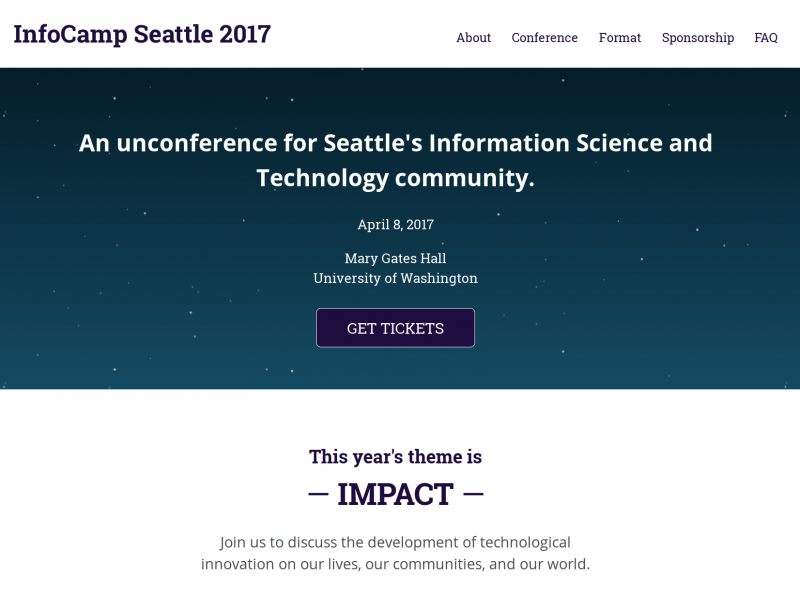 InfoCamp Seattle 2017 home page