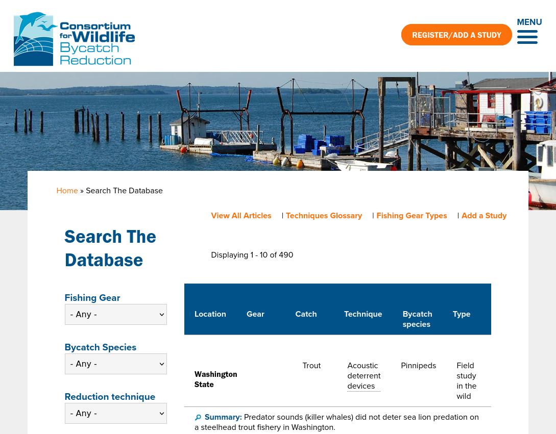 Bycatch.org homepage screenshot